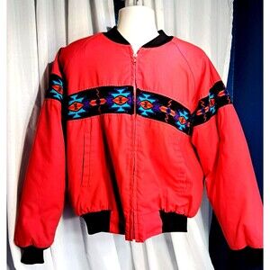 VTG Saddlebrook Red Aztec Men’s XL Jacket Coat Bomber Insulated 90’s Western